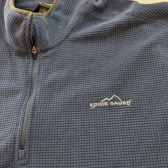 Eddie Bauer Soft Waffle Knit 1/4 Zip Blue Thermal Pullover Mens Sz XXL. - Picture 2 of 5